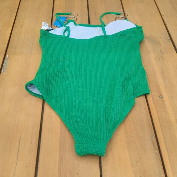 Cupshe Emerald Green Ribbed One Piece Swimsuit Ring Details- X Large NWT - Picture 3 of 3
